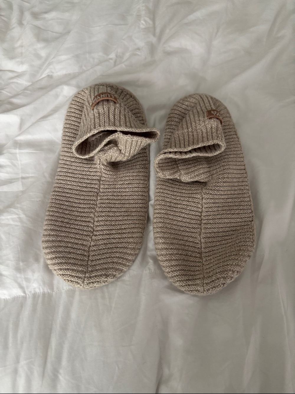 lunya Knit Ribbed Slippers in Beige